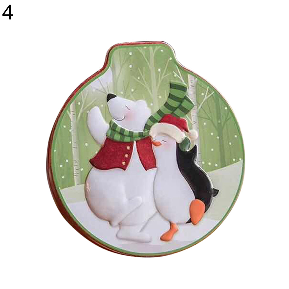 Christmas Tinplate Gift Box Candy Container Trinket Organizer Xmas Tree Ornament