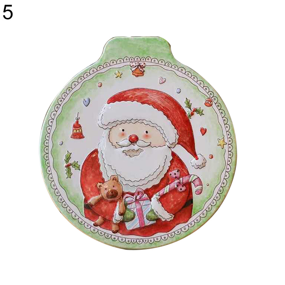 Christmas Tinplate Gift Box Candy Container Trinket Organizer Xmas Tree Ornament