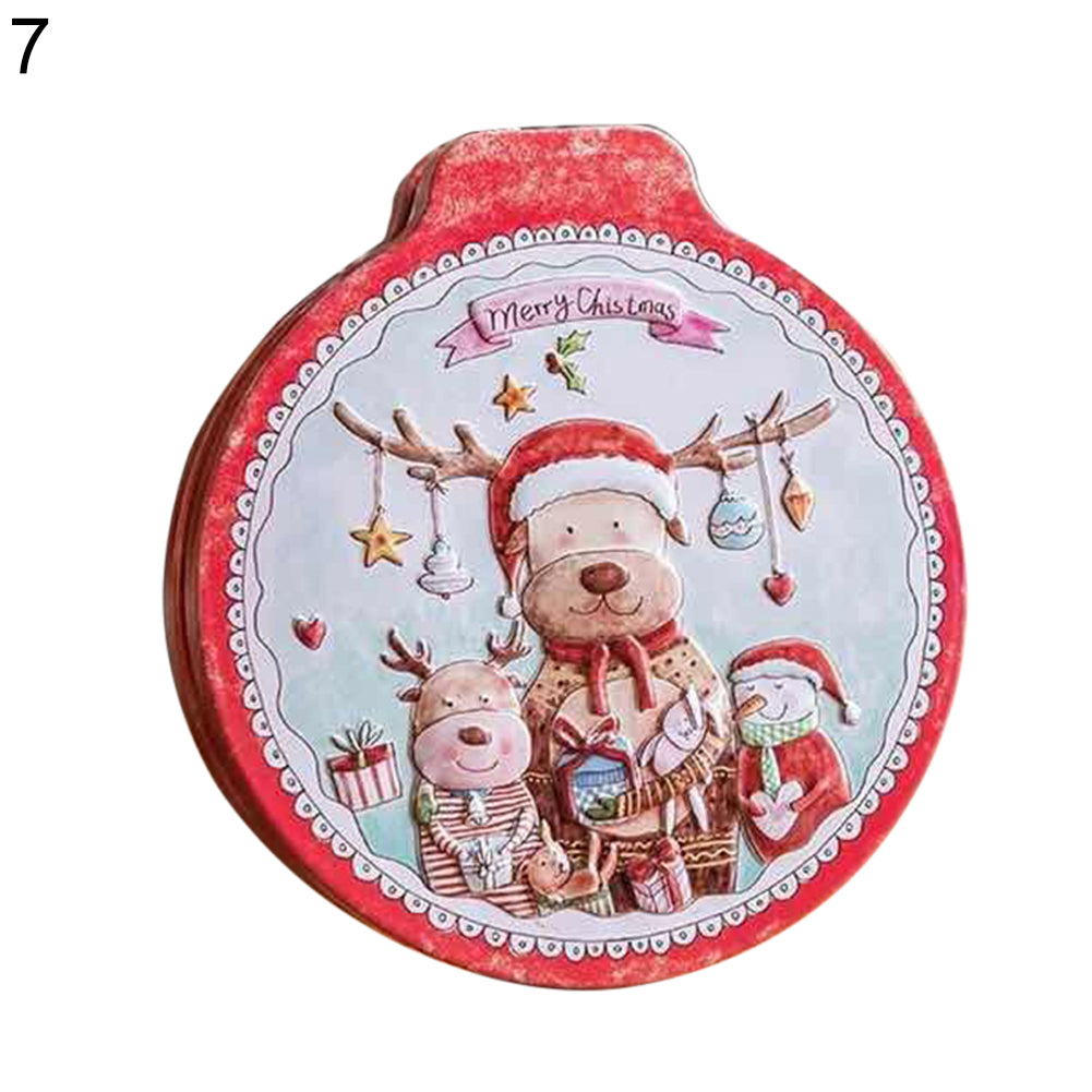 Christmas Tinplate Gift Box Candy Container Trinket Organizer Xmas Tree Ornament