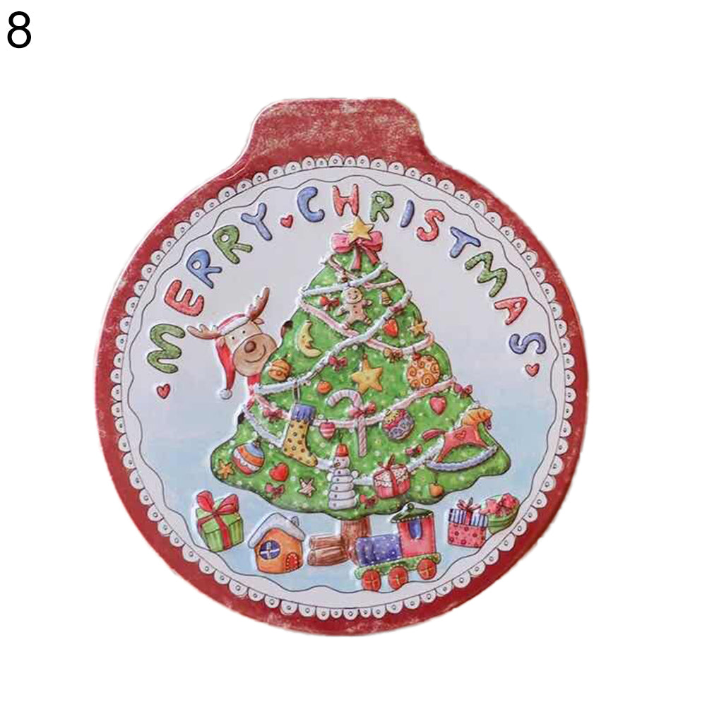Christmas Tinplate Gift Box Candy Container Trinket Organizer Xmas Tree Ornament