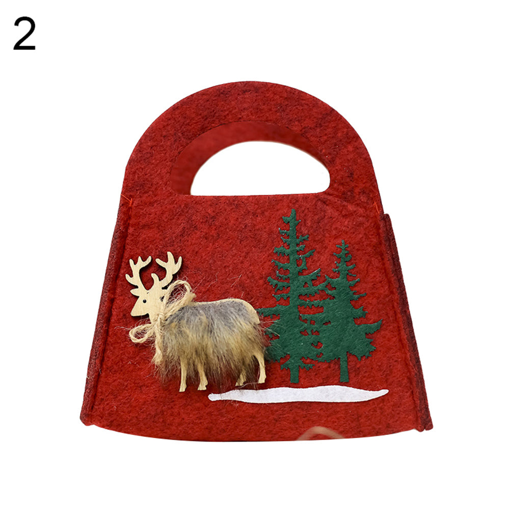 Cute Reindeer Elk Felt Round Square Candy Bag Christmas Party Gift Pouch Decor