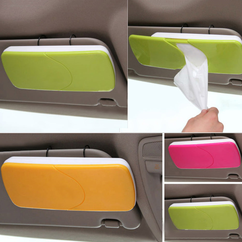 Fashion Push-pull Design Car Sun Visor Plastic Tissue Box Storage Case Holder