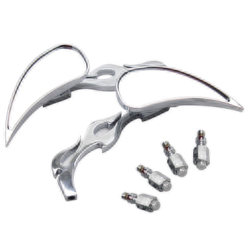 Universal Chrome Moto Cruiser Flame Rearview Side Mirrors Motorcycle Accessory