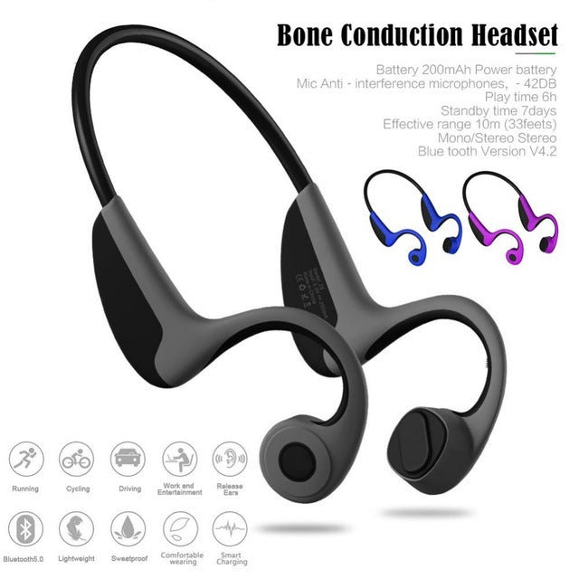 Bluetooth 5.0 S.Wear Z8 Wireless Headphones Bone Conduction Earphone Outdoor Sport Headset with Mic With Box