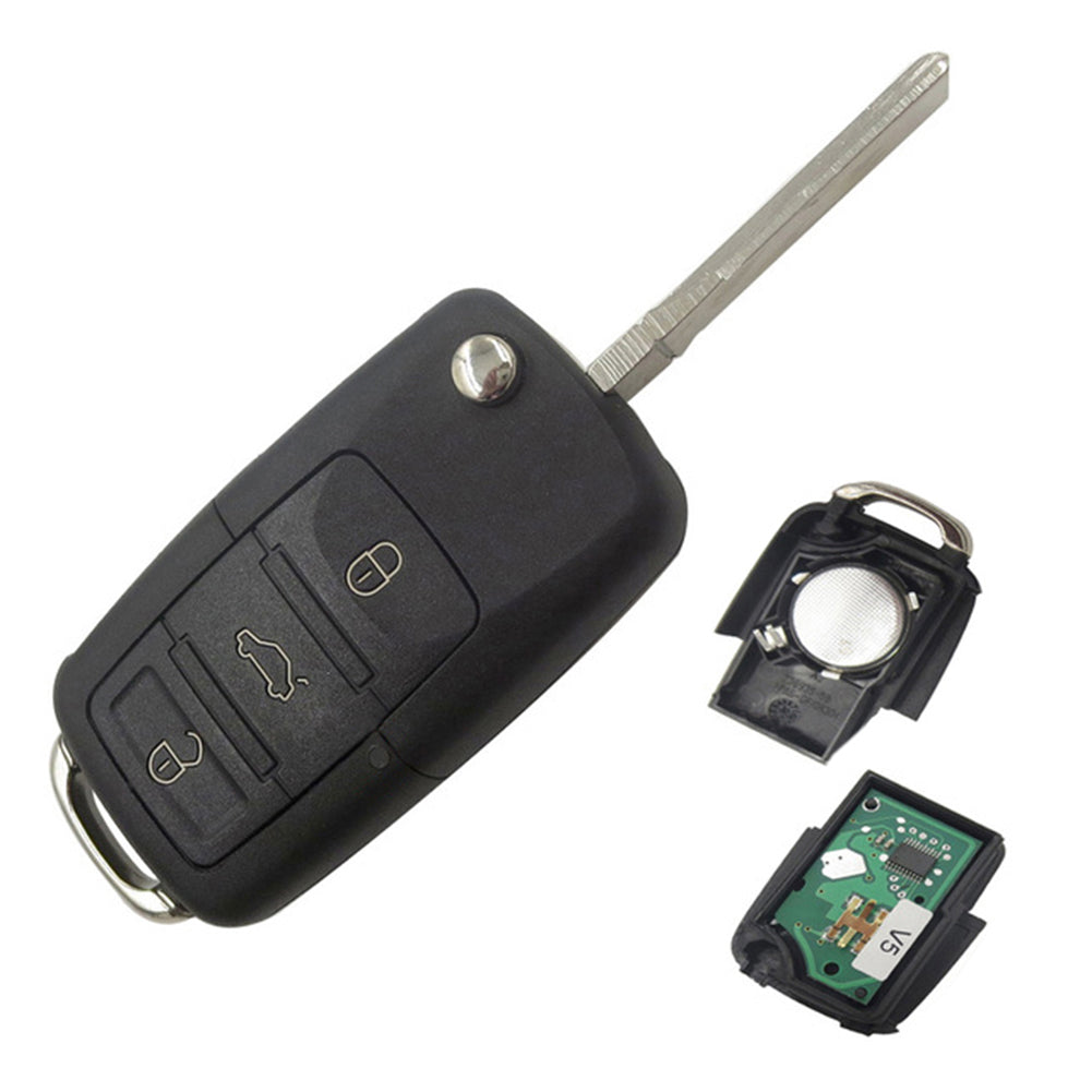 434MHz 3 Buttons Car Vehicle Uncut Remote Key Case Fob with ID48 Chip for VW