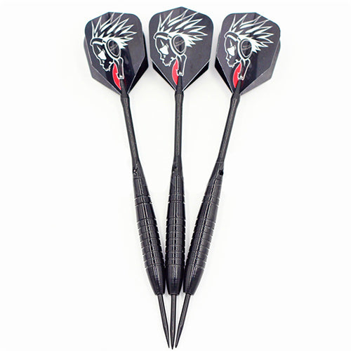 6 Pcs Torpedo Shape Steel Black Tip Darts with Shafts Flights 22g Sporting Goods