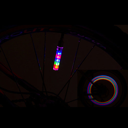 2 Pcs Bike Cycling Bicycle Wheel Tire Valve Cap Spoke Neon 5 LED Lights Lamp