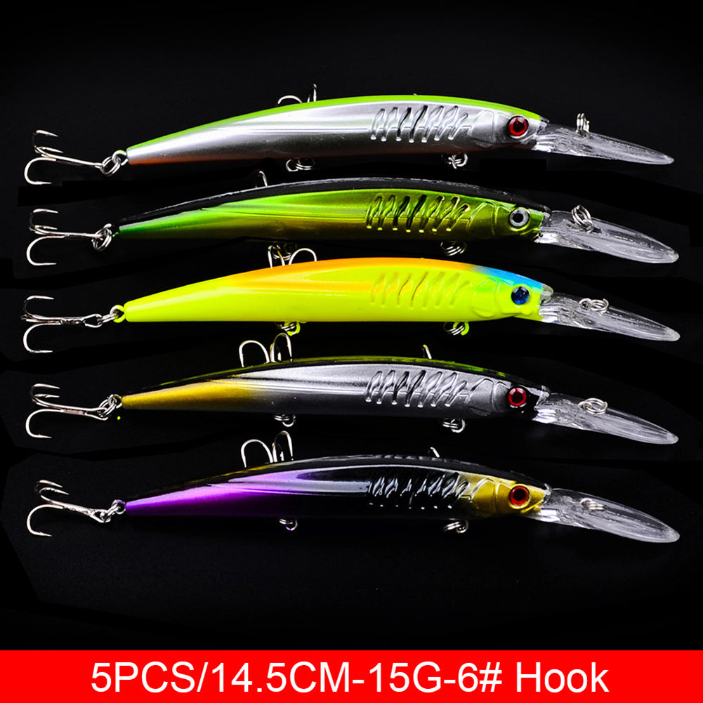 21Pcs Minnow Fishing Lure Hard Plastic Bass Saltwater Bait Treble Hook Tackle