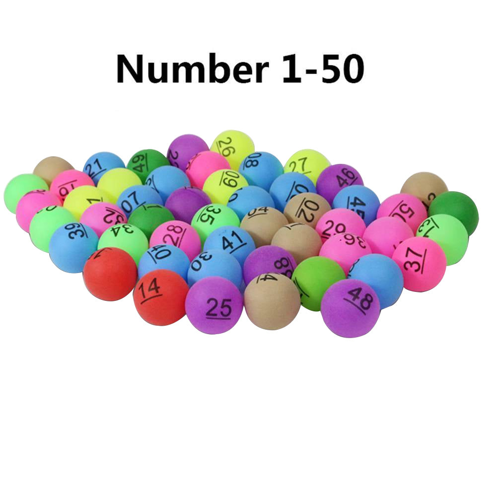 50Pcs Number 1-200 Assorted Color Lucky Dip Gaming Lottery Ping Pong Balls