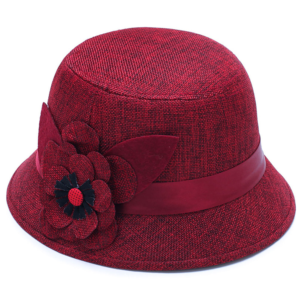 Retro Spring Summer Flower Linen Wide Brim Cocktail Party Travel Ladies Hat Gift