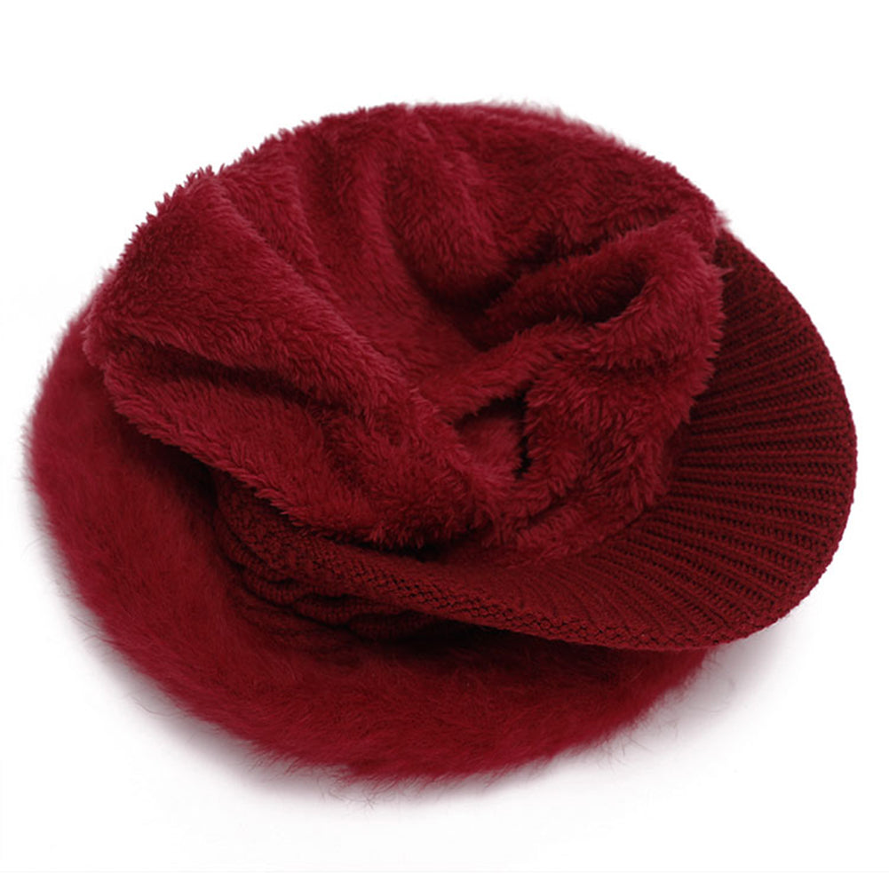 Women Fashion Faux Rabbit Fur Knitted Hat Outdoor Winter Thicken Warm Beret