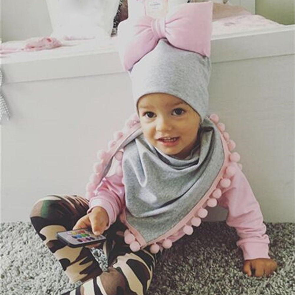 Bowknot Decoration Infant Baby Kids Boy Girl Cap Warm Cotton Soft Beanie Hat