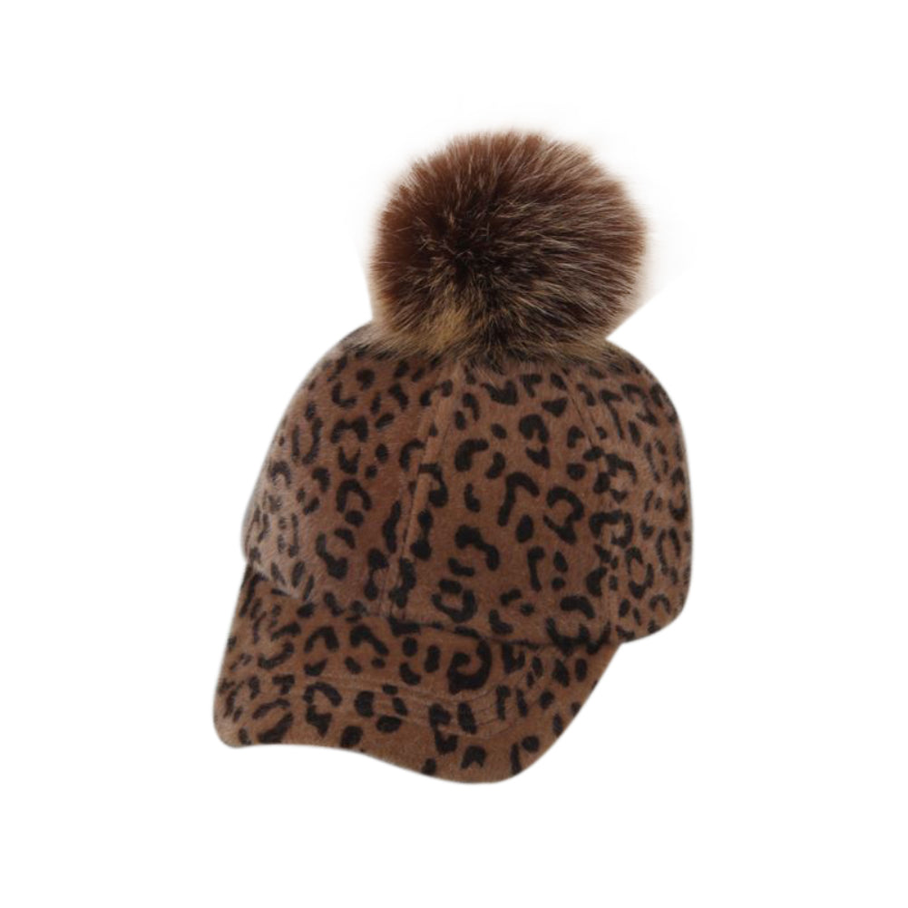 Adult Kids Matching Leopard Print Pompom Corduroy Baseball Cap Snapback Hat