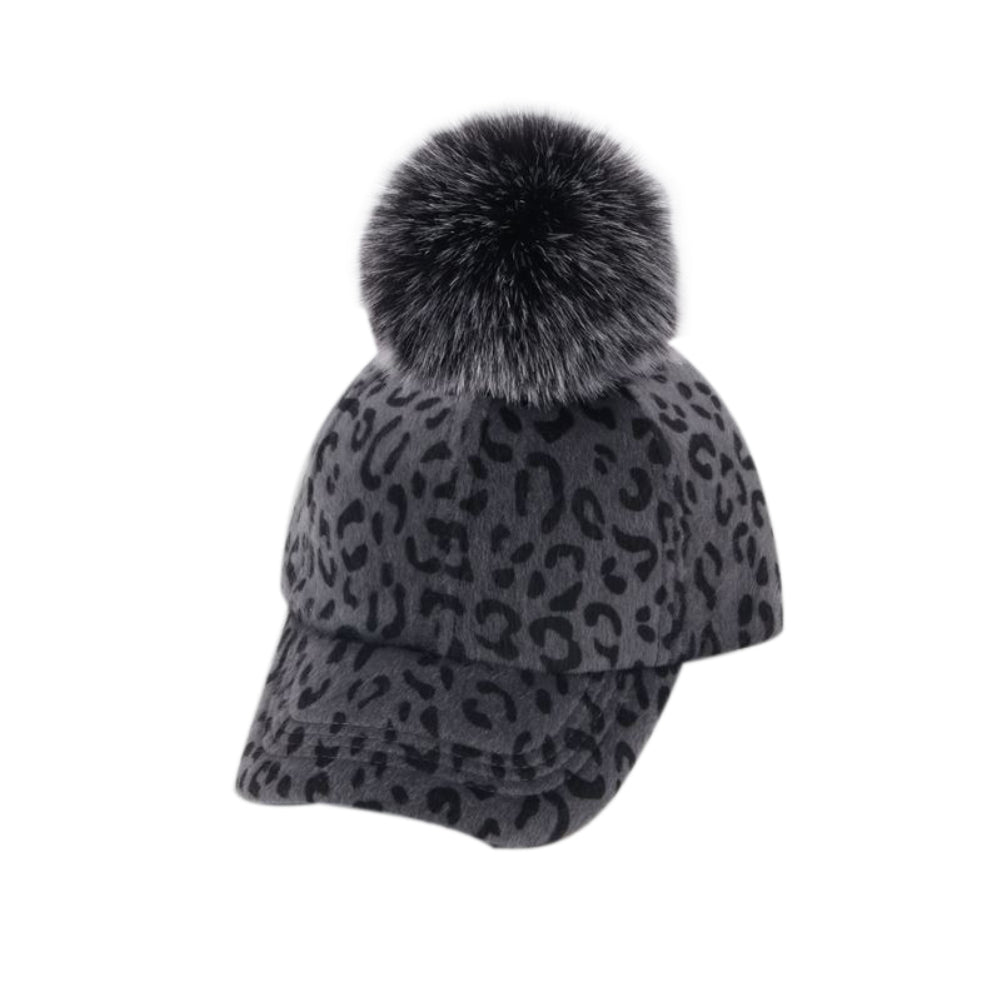 Adult Kids Matching Leopard Print Pompom Corduroy Baseball Cap Snapback Hat