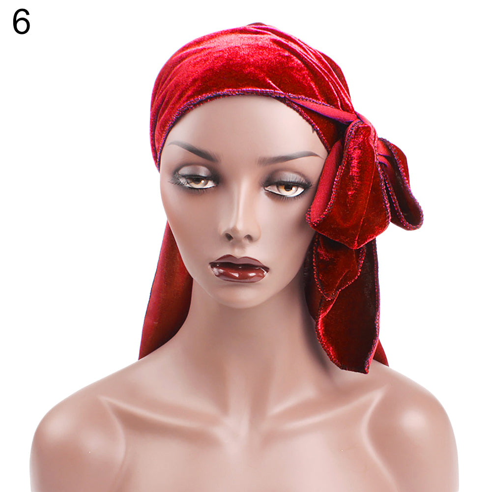 Velvet Unisex Hair Loss Cancer Chemo Hat Muslim Beanie Turban Head Wrap Cap