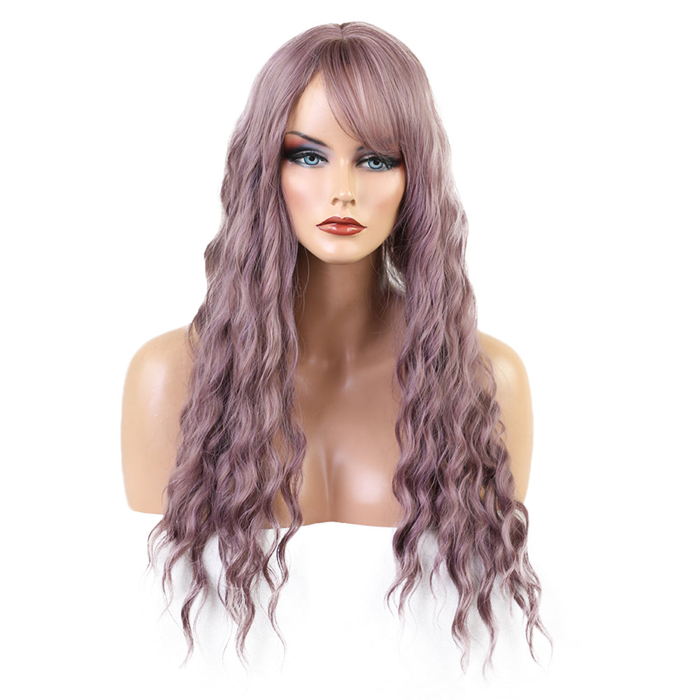 Women Fashion Bright Color Cosplay Party Cocktail Long Curly Hair Full Wig