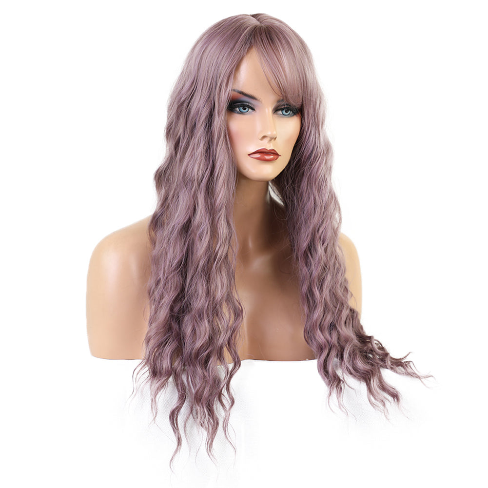 Women Fashion Bright Color Cosplay Party Cocktail Long Curly Hair Full Wig