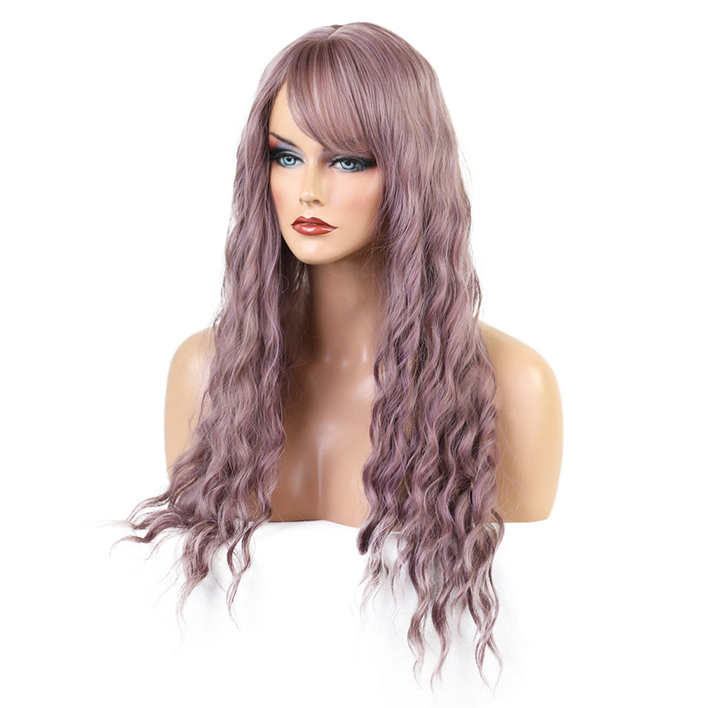 Women Fashion Bright Color Cosplay Party Cocktail Long Curly Hair Full Wig