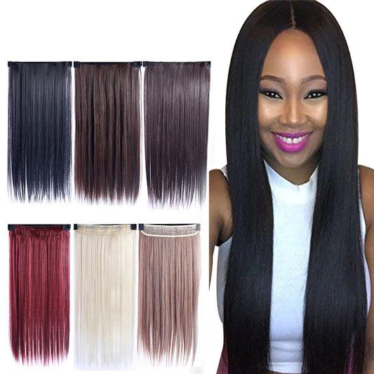 Women Fashion Full Head Clip-on Wig Hair Extensions Long Straight Hairpiece