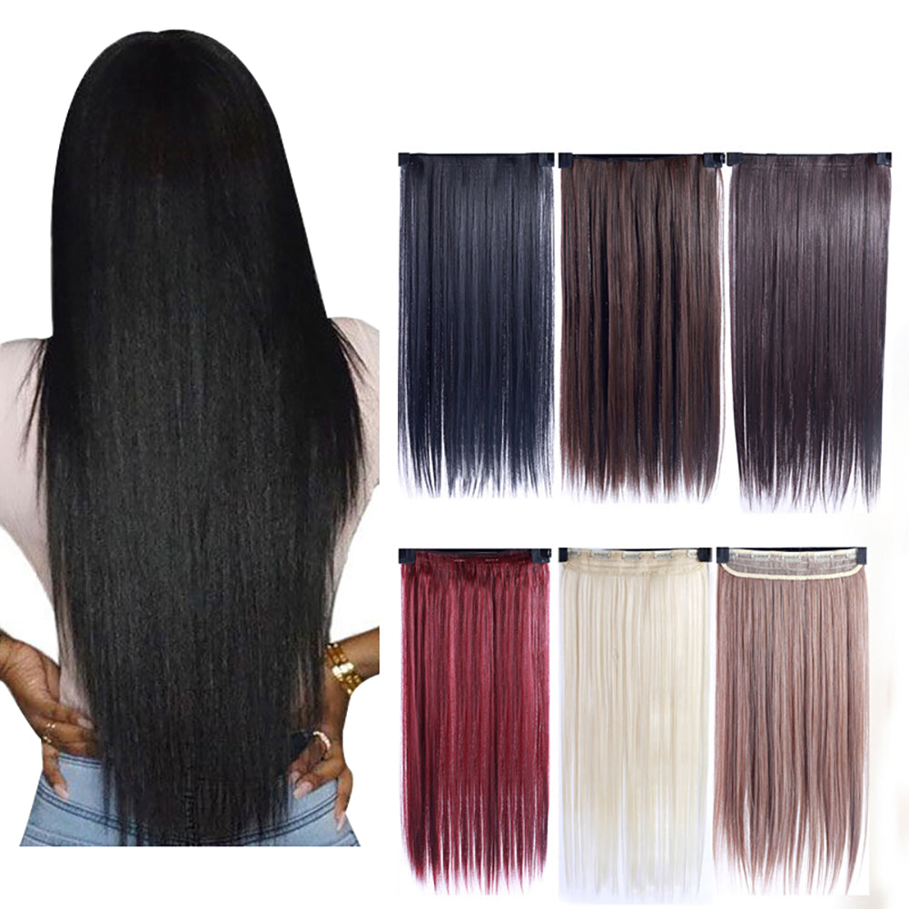 Women Fashion Full Head Clip-on Wig Hair Extensions Long Straight Hairpiece