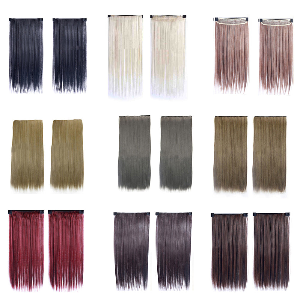 Women Fashion Full Head Clip-on Wig Hair Extensions Long Straight Hairpiece
