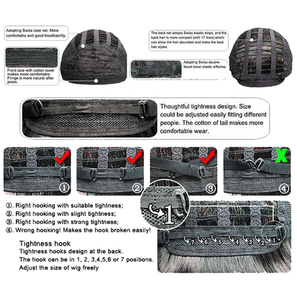 Cool Women Short Straight Bob Party Natural Looking Mixed Color Hair Cosplay Wig