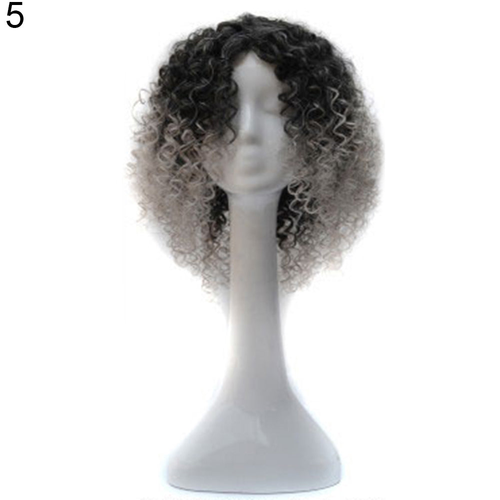 Black Women Synthetic Short Curly Hair African American Mixed Color Wig Cap
