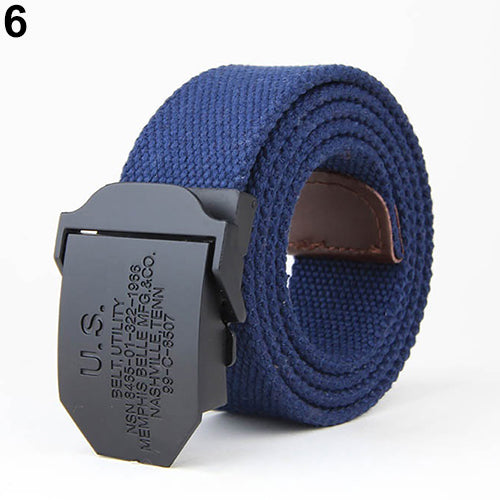 Men Fashion Outdoor Casual Solid Color Buckle Soliders Military Waist Belt