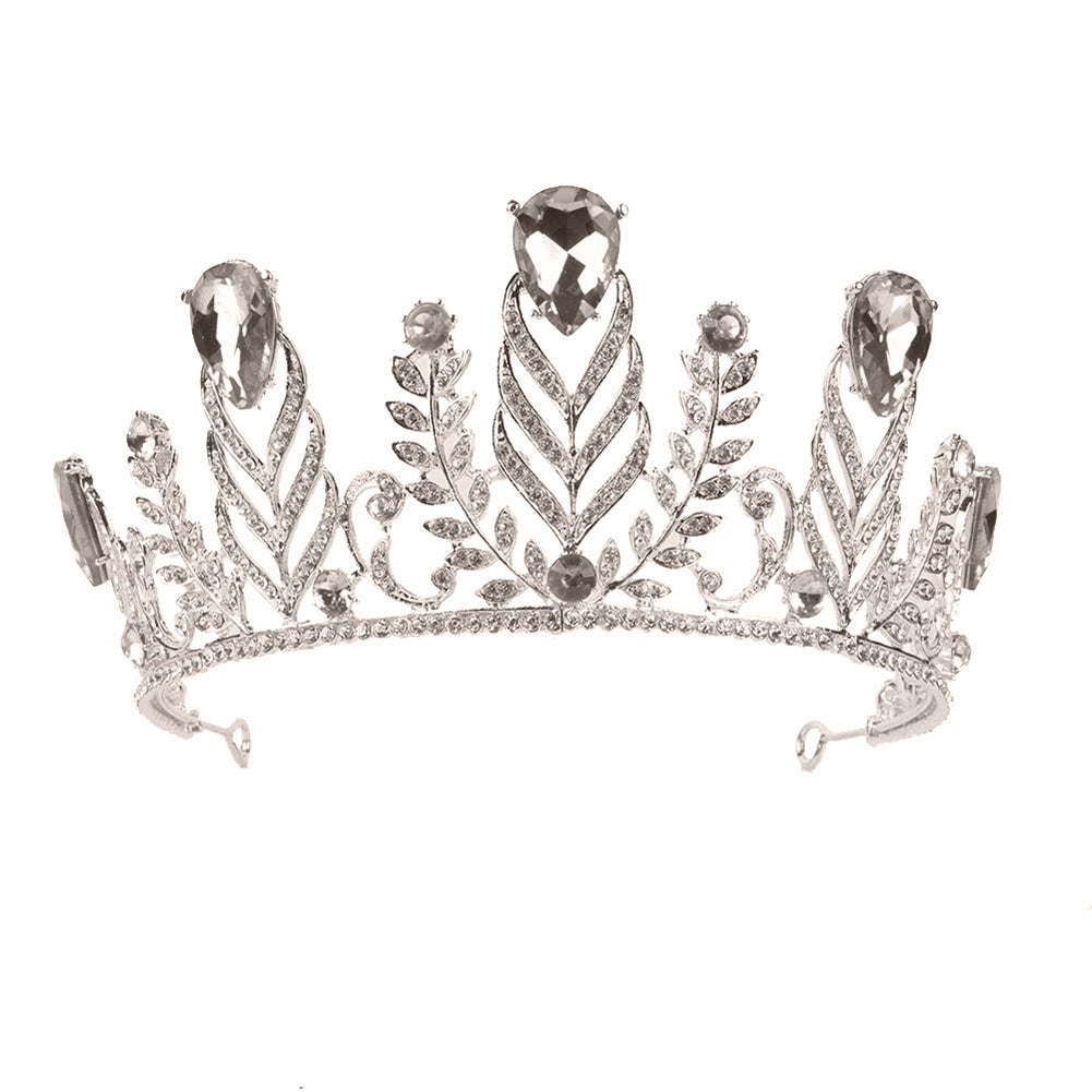 Baroque Wheat Rhinestone Crown Headband Women Princess Bride Tiara Headwear