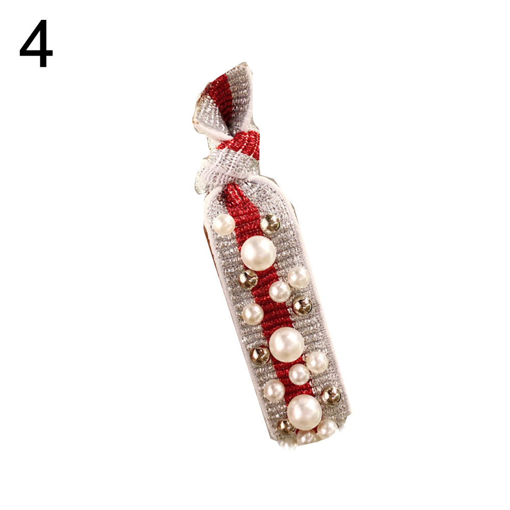 Fashion Colorful Faux Pearls Beads Elastic Women Hair Rope Tie Ponytail Holder