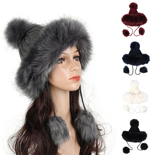 Women Fashion Knitted Ball Pom Pom Cute Lady Thick Beanie Hat Warm Cap Gift
