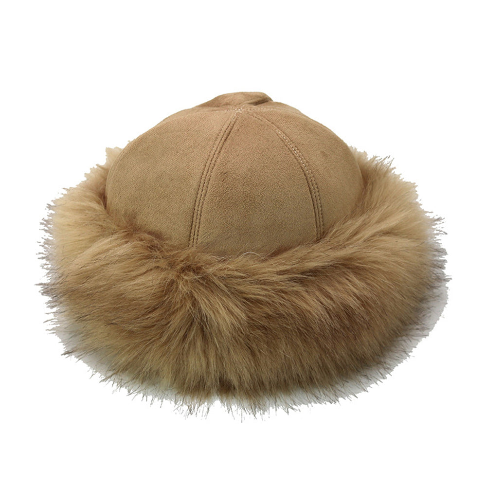 Winter Russian Women Fluffy Faux Fur Solid Color Ear Warmer Thick Hat Beanie Cap