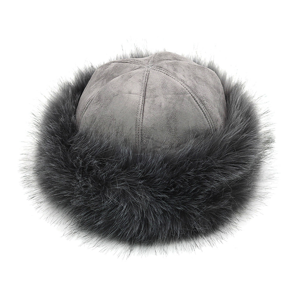 Winter Russian Women Fluffy Faux Fur Solid Color Ear Warmer Thick Hat Beanie Cap