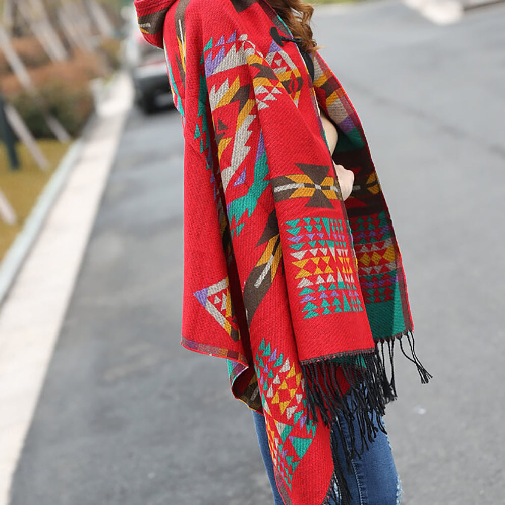 Women Fashion Hooded Grid Pattern Long Warm Shawl Winter Autumn Scarf Gift