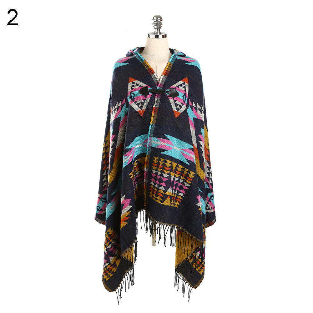 Women Fashion Hooded Grid Pattern Long Warm Shawl Winter Autumn Scarf Gift