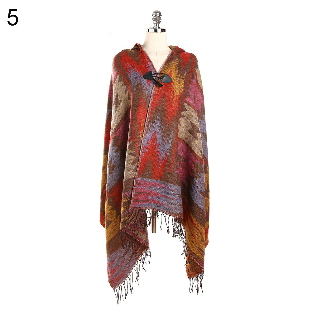 Women Fashion Hooded Grid Pattern Long Warm Shawl Winter Autumn Scarf Gift