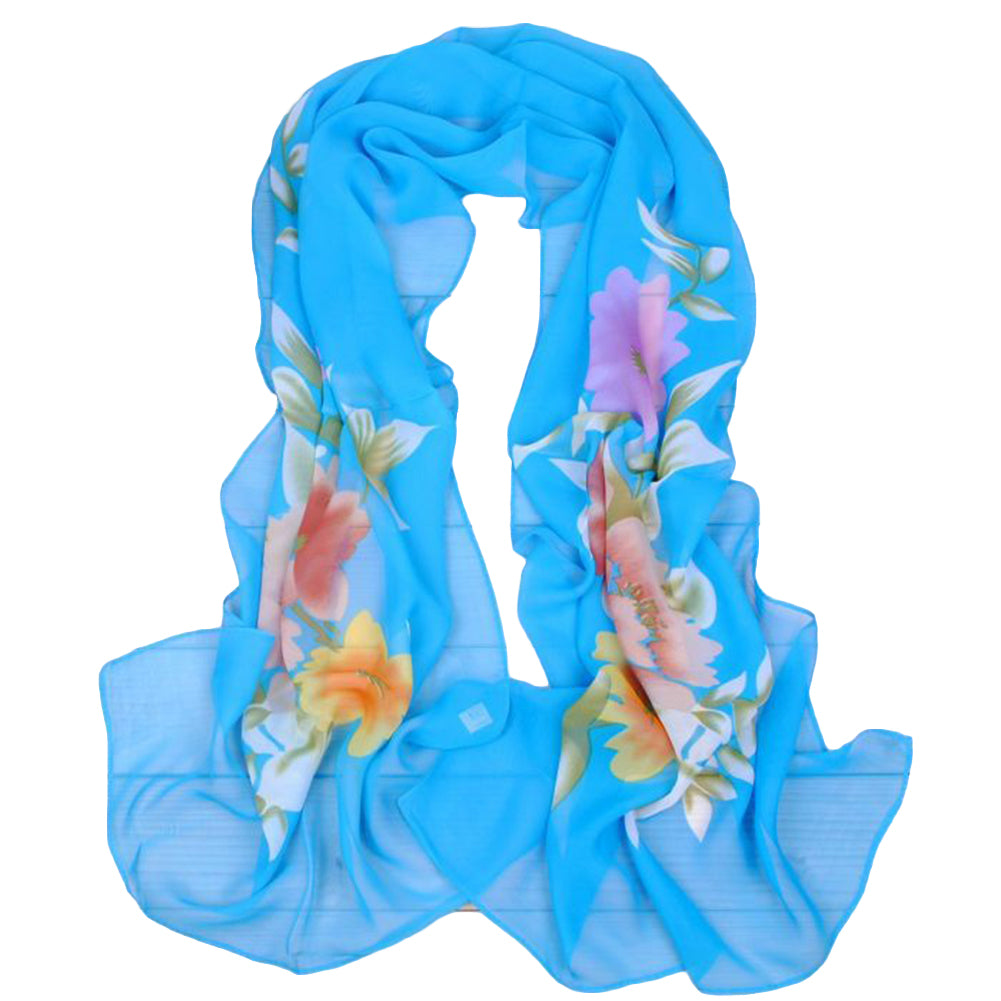 Peony Flower Women Fashion Long Cover Chiffon Wrap Autumn Scarf Xmas Gift