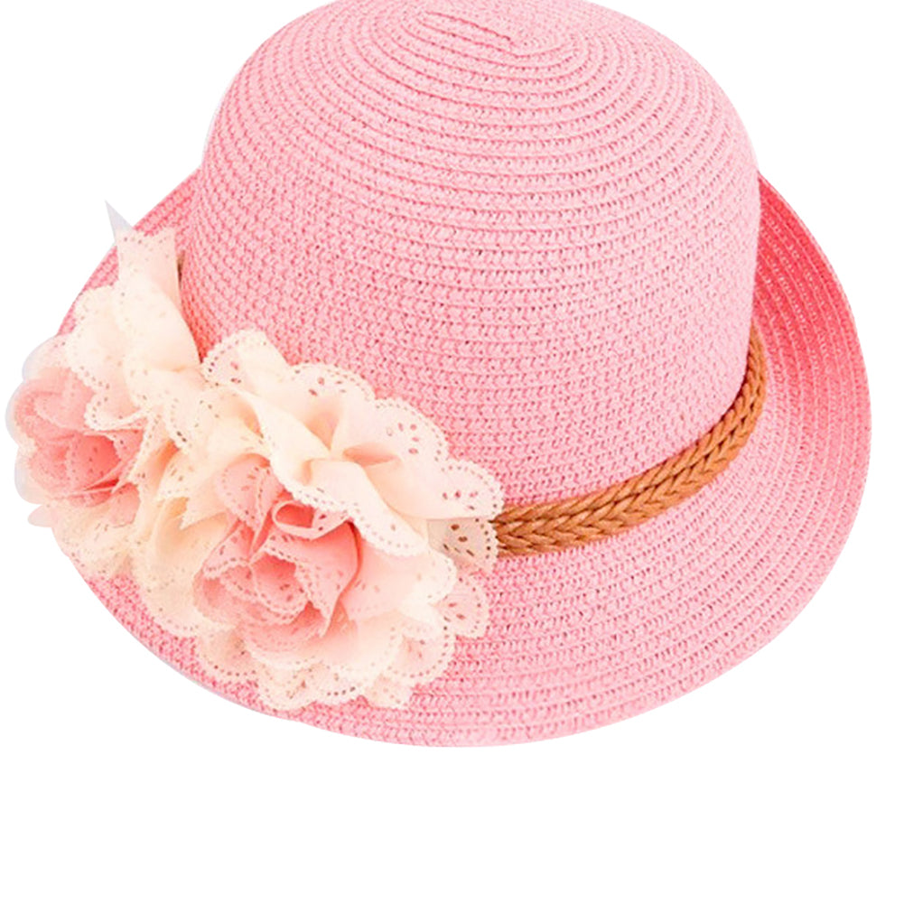 Fashion Spring Summer Flower Wide Brim Cocktail Party Travel Kid Girl Hat Cap