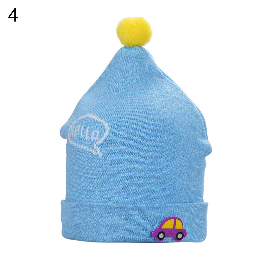 Baby Toddler Kids Boy Girl Autumn Knitted Ball Car Decor Beanie Warm Hat Cap