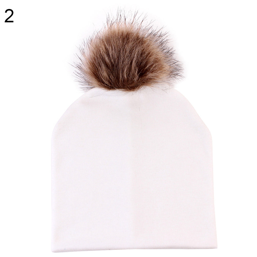 Winter Cute Striped Pompom Toddler Baby Boy Girl Beanie Cap Warm Outdoor Hat