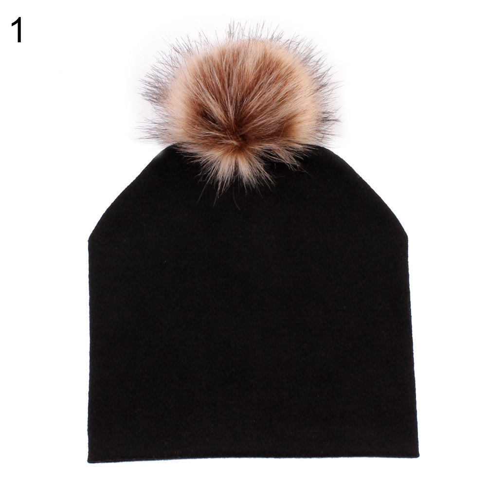 Winter Cute Striped Pompom Toddler Baby Boy Girl Beanie Cap Warm Outdoor Hat