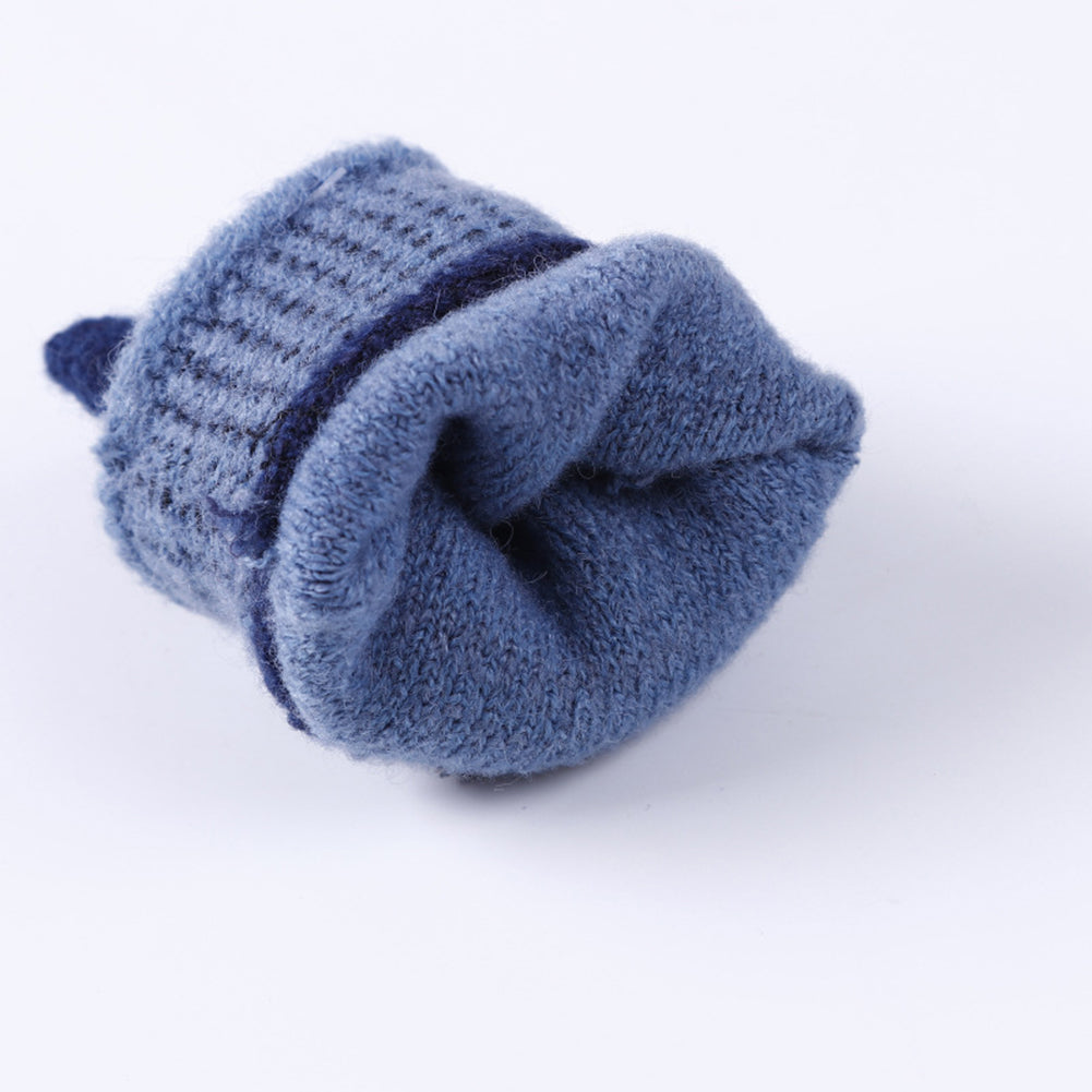 Fashion Knitted Gloves Winter Soft Warm Patchwork Flip Half Finger Man Mittens