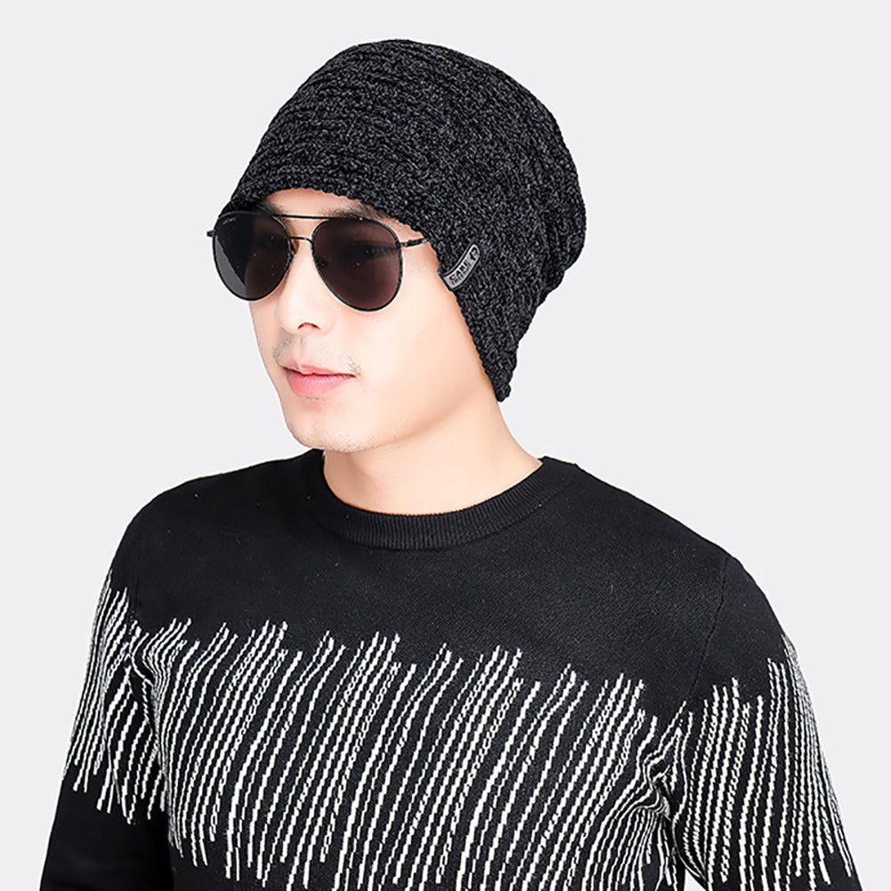 Winter Outdoor Men Beanie Knitted Cap Fashion Solid Color Warm Keeper Skull Hat