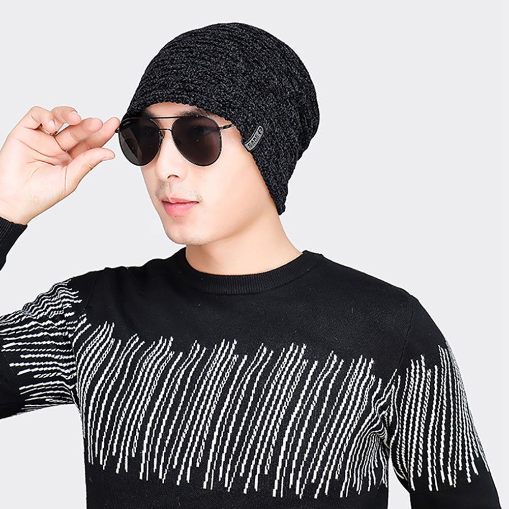 Winter Outdoor Men Beanie Knitted Cap Fashion Solid Color Warm Keeper Skull Hat