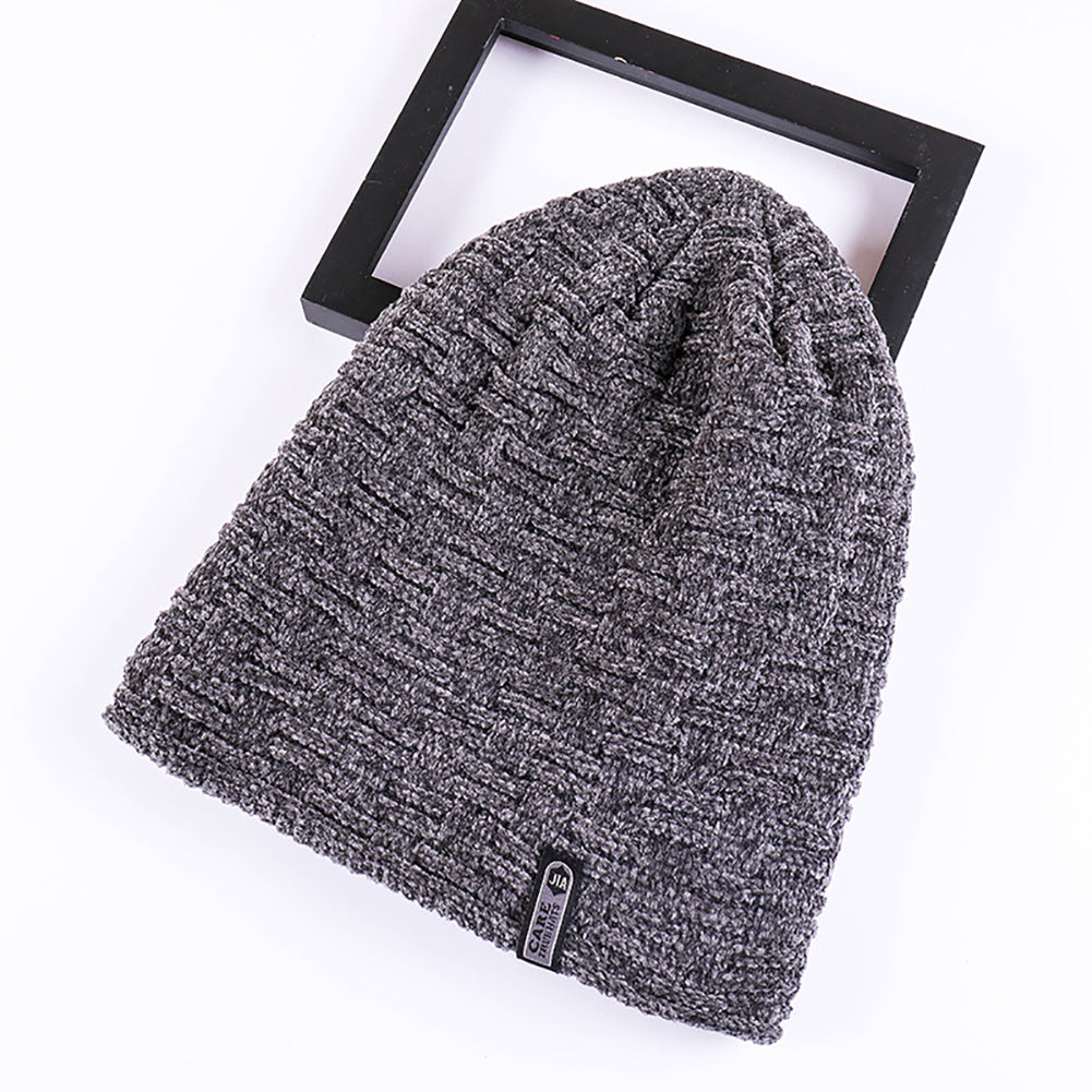 Winter Outdoor Men Beanie Knitted Cap Fashion Solid Color Warm Keeper Skull Hat