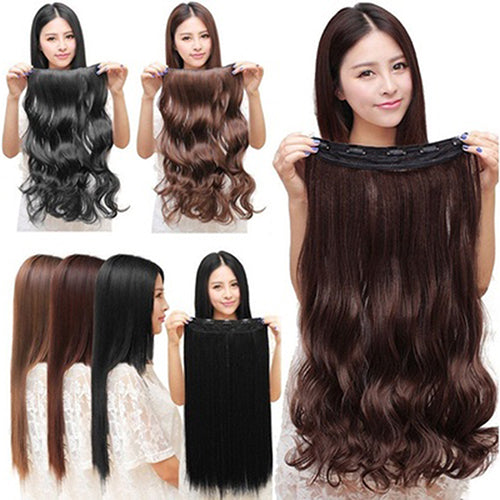Women Clip in Hair Extensions Long Wavy Curly Hair 5 Clips Synthetic Wigs
