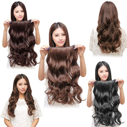 Women Clip in Hair Extensions Long Wavy Curly Hair 5 Clips Synthetic Wigs