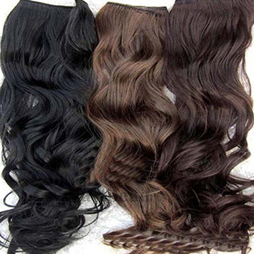 Women Clip in Hair Extensions Long Wavy Curly Hair 5 Clips Synthetic Wigs