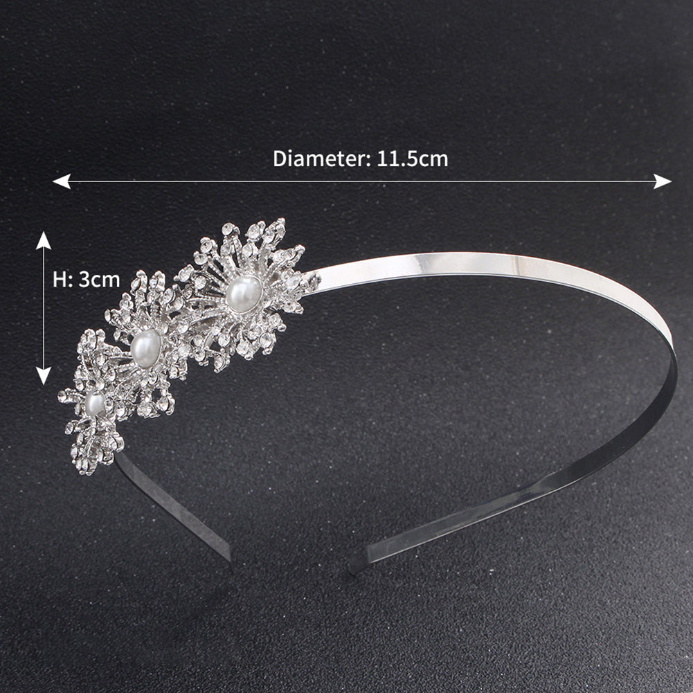 Elegant Sun Flower Imitation Pearl Rhinestone Headband Wedding Party Hair Hoop
