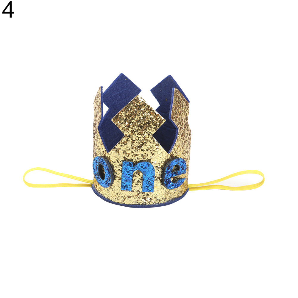 Baby Girl Boy Crown Letter Shiny Sequins Headwear Birthday Festival Headband